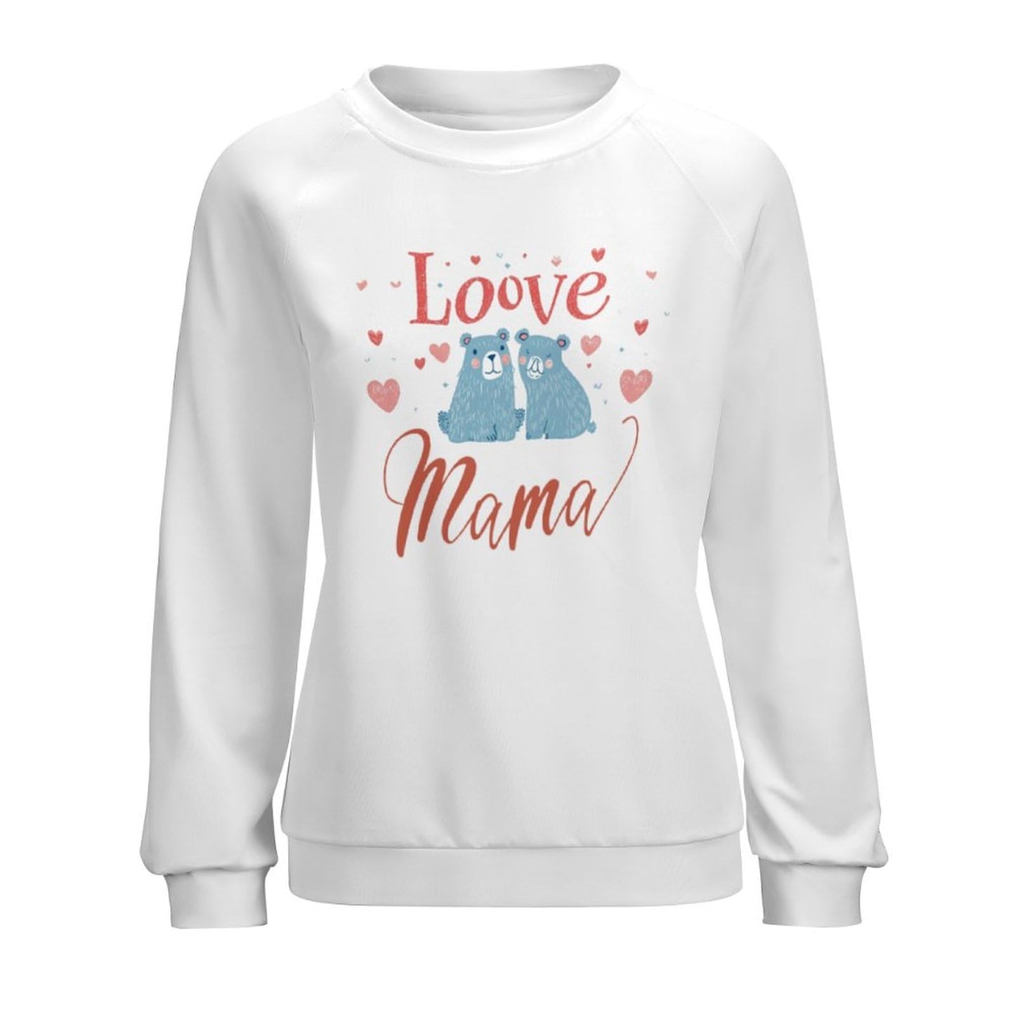 MARSVOVO Mama Sweatshirt White Bear Pattern Cute Mom Pullover Round Neck Casual Long Sleeve Linen Baggy Oversized Fall Graphic Sweatshirts For Women,XL