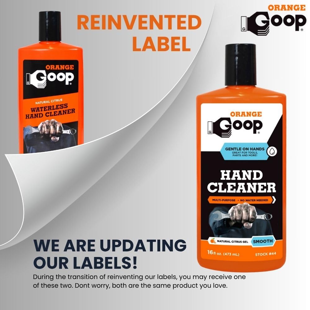 GOOP Orange Liquid Multi-Purpose Waterless Hand Cleaner - 16 oz Flip-Top Bottle (Pack of 2)