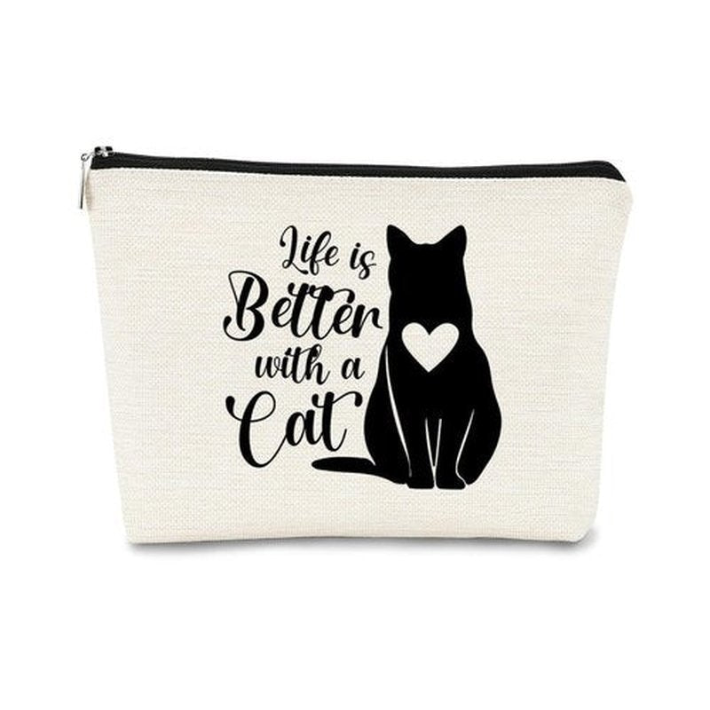 BARPERY Cat Mom Gifts Cat makeup bag,Gifts for Cat Lovers,Small Cats Cosmetic Bags,Birthday Valentine's Day Gifts for Women Cat Moms Teen Girls Daughter Sister,Life is Better with Cat