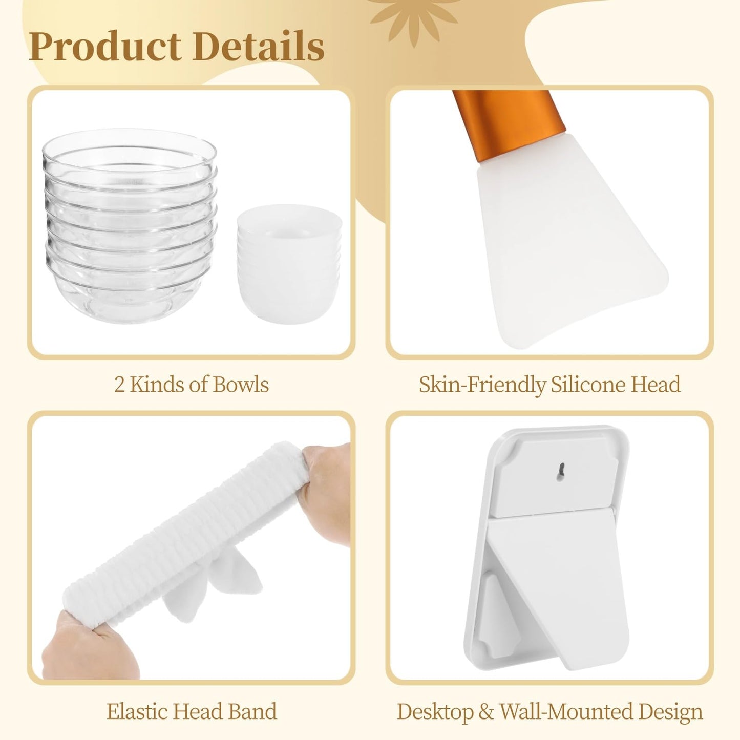 Lnrueg 6 Sets White Spa Party Supplies for Women, Facial Mask Bowl with Brush Spatula Headband Towel and Folding Mirror, DIY Spa Kit for Sleepover Bridal Shower Slumber Party Favor