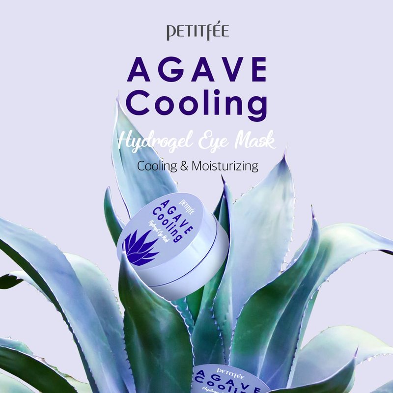 Petitfee Agave Cooling Hydrogel Eye Mask - Soothing Eye Patches with Blueberry & Caffeine | 60ea (30 Pairs)