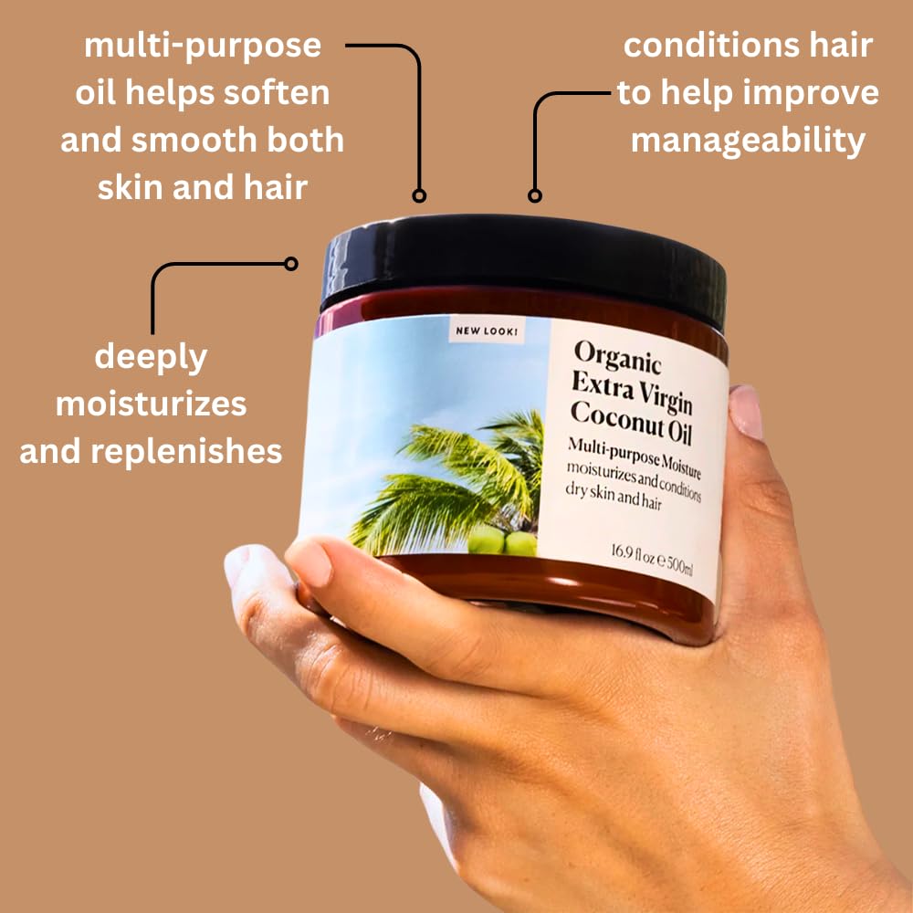 Organic Cold-Pressed Coconut Oil for Hair, Skin and Body, Natural Moisturizer, 16.9 fl oz