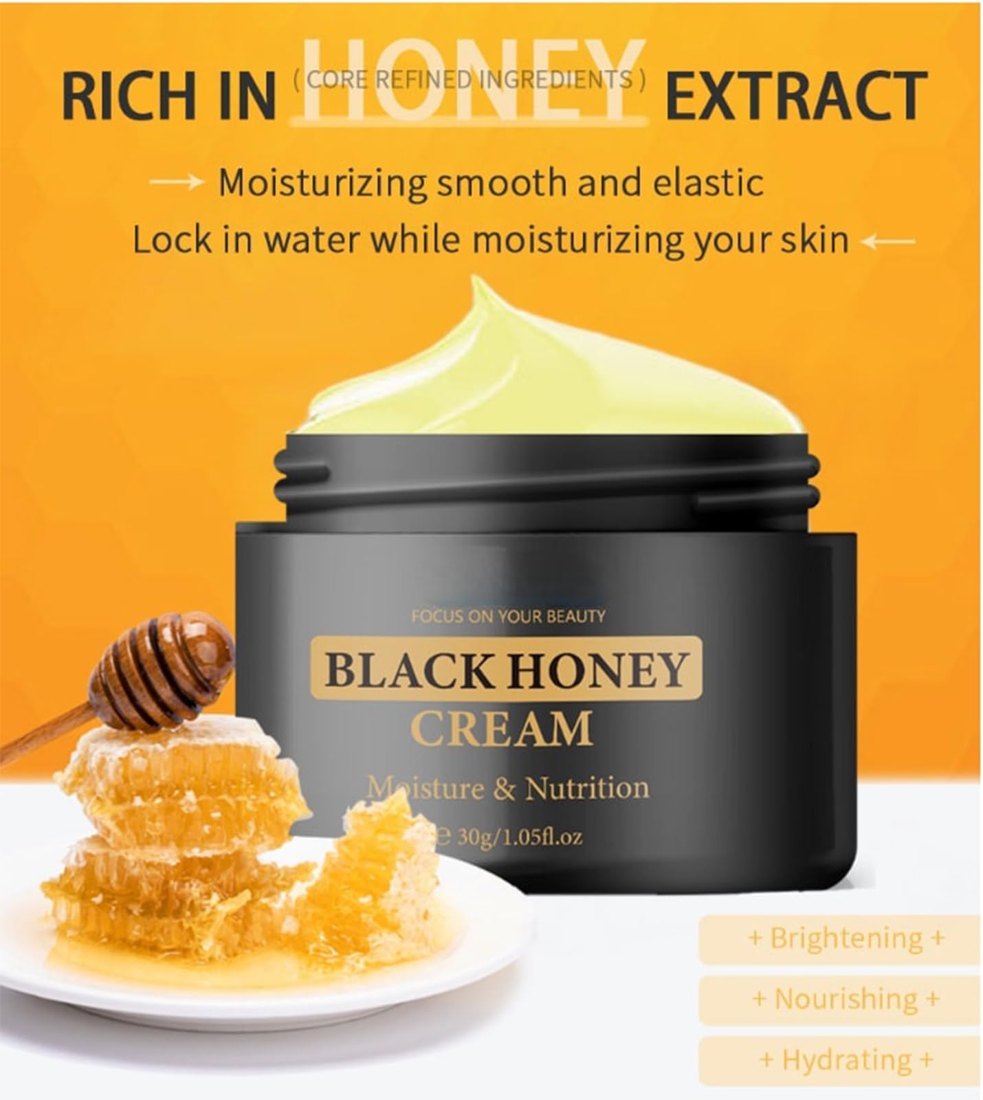 Grospe Black Honey Face Moisturizer Cream,Anti-Aging Cream with Squalane Facial Moisturizer for Women Deep Hydrating Face Cream for Dry Skin Dark Spots & Wrinkles Barrier Repair & Firming,1.05 Fl Oz