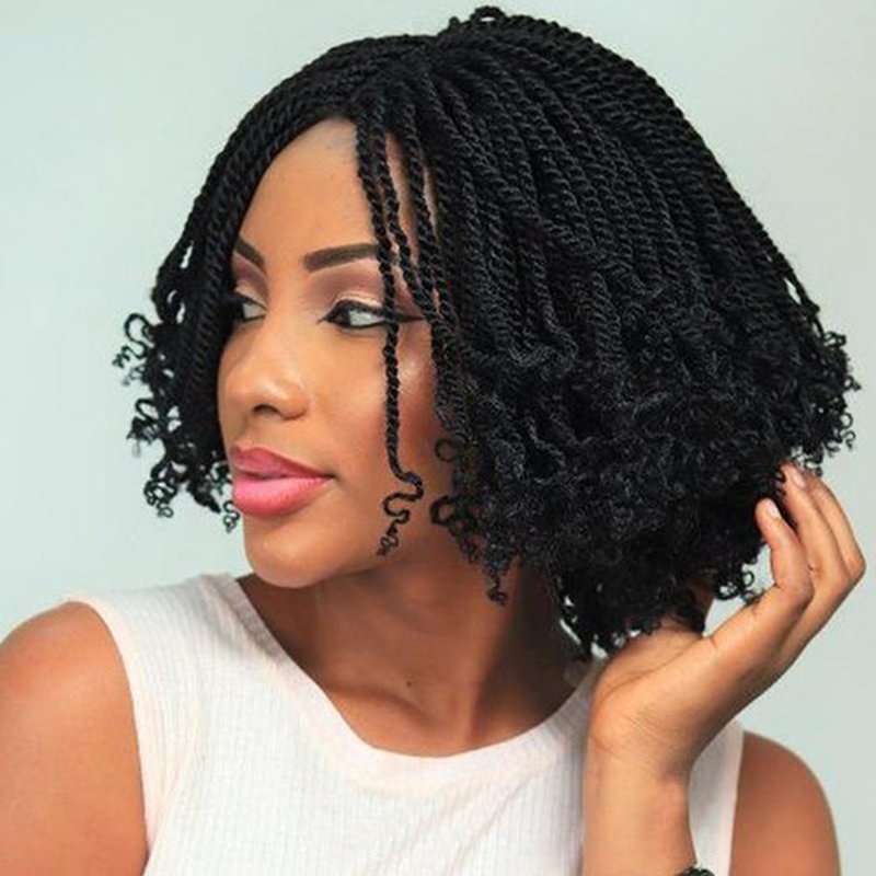 Kachanaa 8 Pack Wavy Senegalese Twist Crochet Hair With Curly Ends 8 Inch Synthetic Short Pre-Looped Kids Twisted Crochet Hair Havana Twist Braiding Hair Extension for Women 1B#