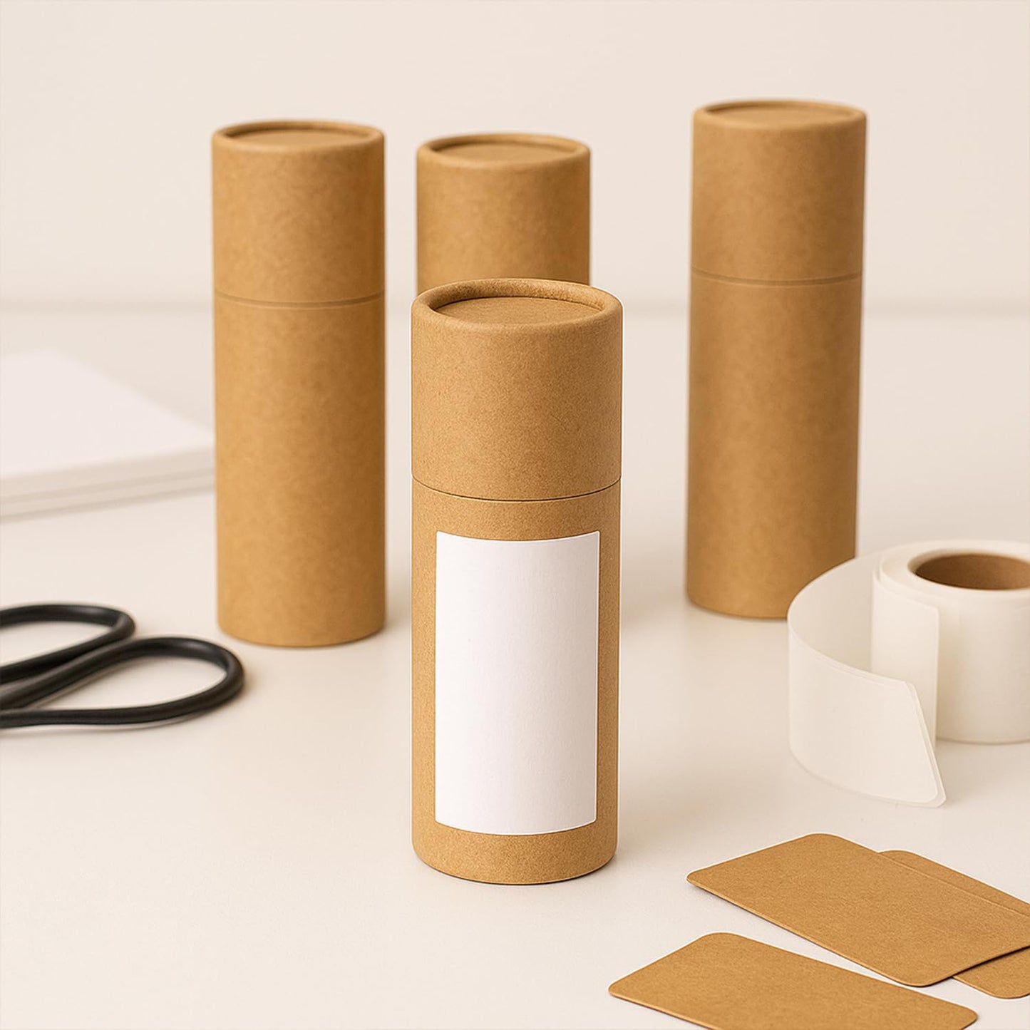 Doromy 10Packs 10ml/0.33Oz Kraft Paper Tube Containers Brown Cylinder Cardboard Lip Balm Tubes Eco-Friendly Round Paper Box for Essential Oil Bottles, Lipsticks, Small Gifts, Handmade Crafts