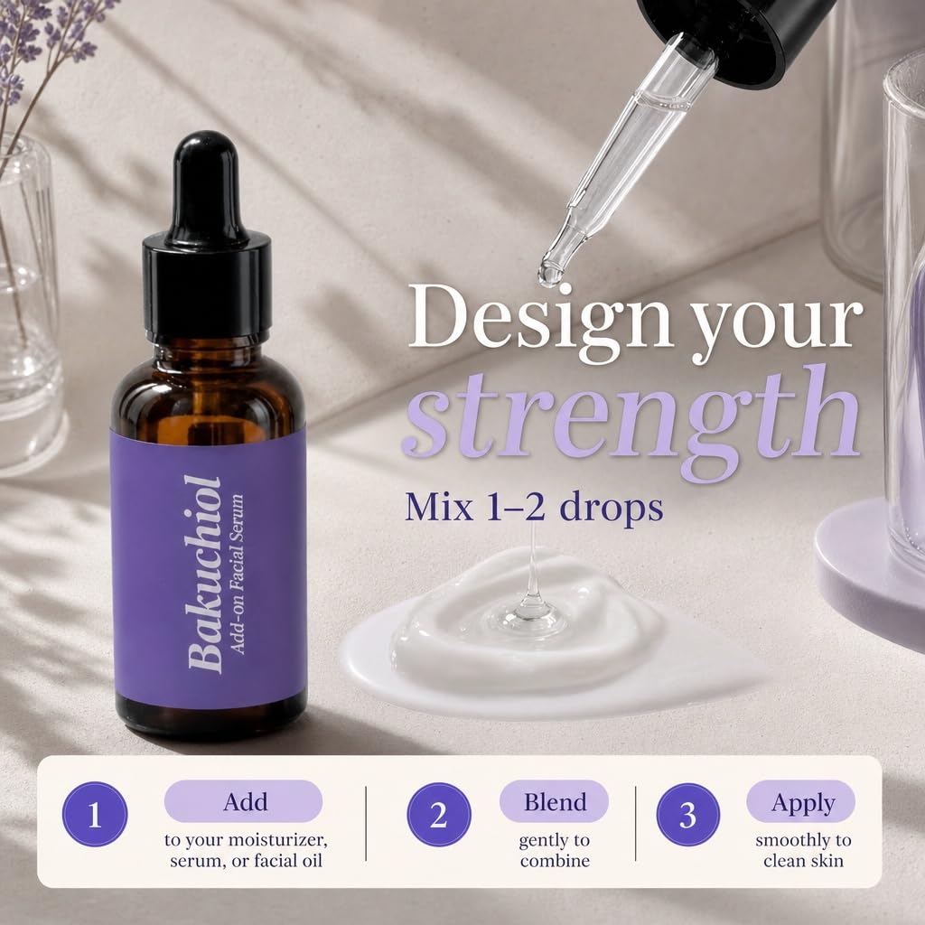 Korean Bakuchiol Oil Serum for Face - High-Potency Mix-in Concentrate - Bakuchiol Plumping Serum - Gentle Retinol Alternative for Wrinkle Care - Hydrating & Firming Anti-Aging Skincare 30ml