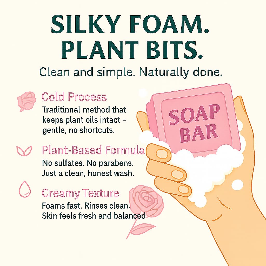 APPTI Botanical Natural Soap Bar, Womens Moisturizing Bar with Essential Oils, Handmade, Vegan, Soaps for Face & Body, 3.98oz (Rose)