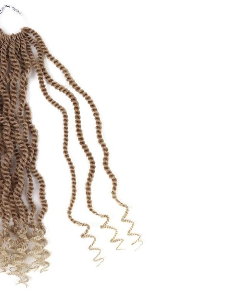 Blonde Crochet Hair for Black Women Wavy Senegalese Twist Crochet Hair 12 Inch Short Pre Looed Crochet Kinky Twists 8 Packs 2 Tone Crochet Braids with Curly Ends（12 Inch,27/613）