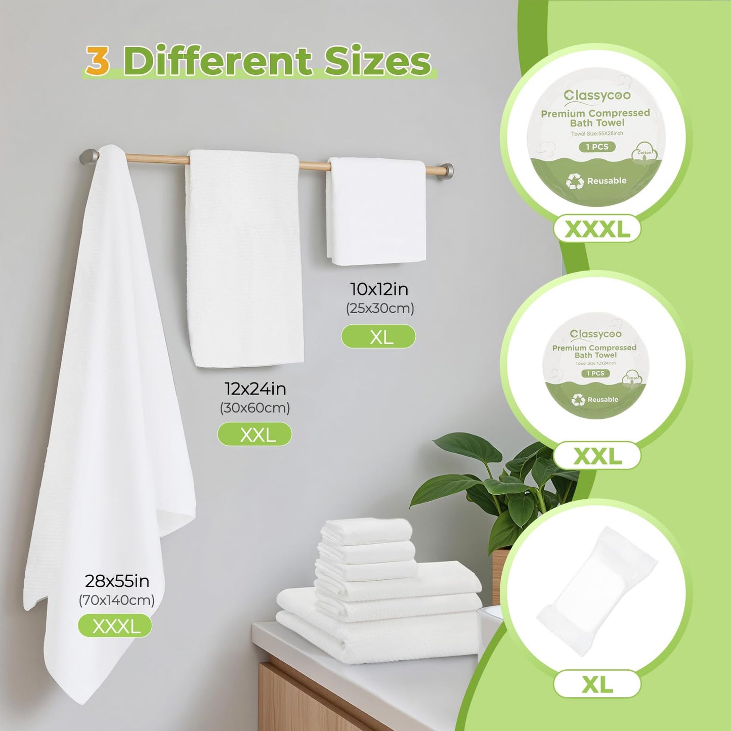 Travel Cleaning Kit for Hotel Disposable Compressed Towel(1 Bath Towelettes+ 2 Cleaning Towels+ 7 Face Cloths+1 Storage Bag+Toilet Seat Cover Papers) Toiletries Hygiene-Set, Portable Vacation Camping