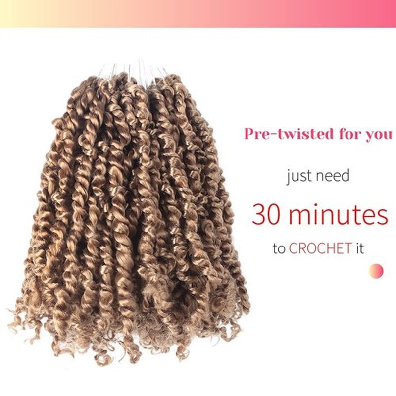 The BOHOBABE Pre-twisted Passion Twist Crochet Hair 6 Inch Short Pre-looped Crochet Passion Twist Braiding Hair 8 Packs (27#)