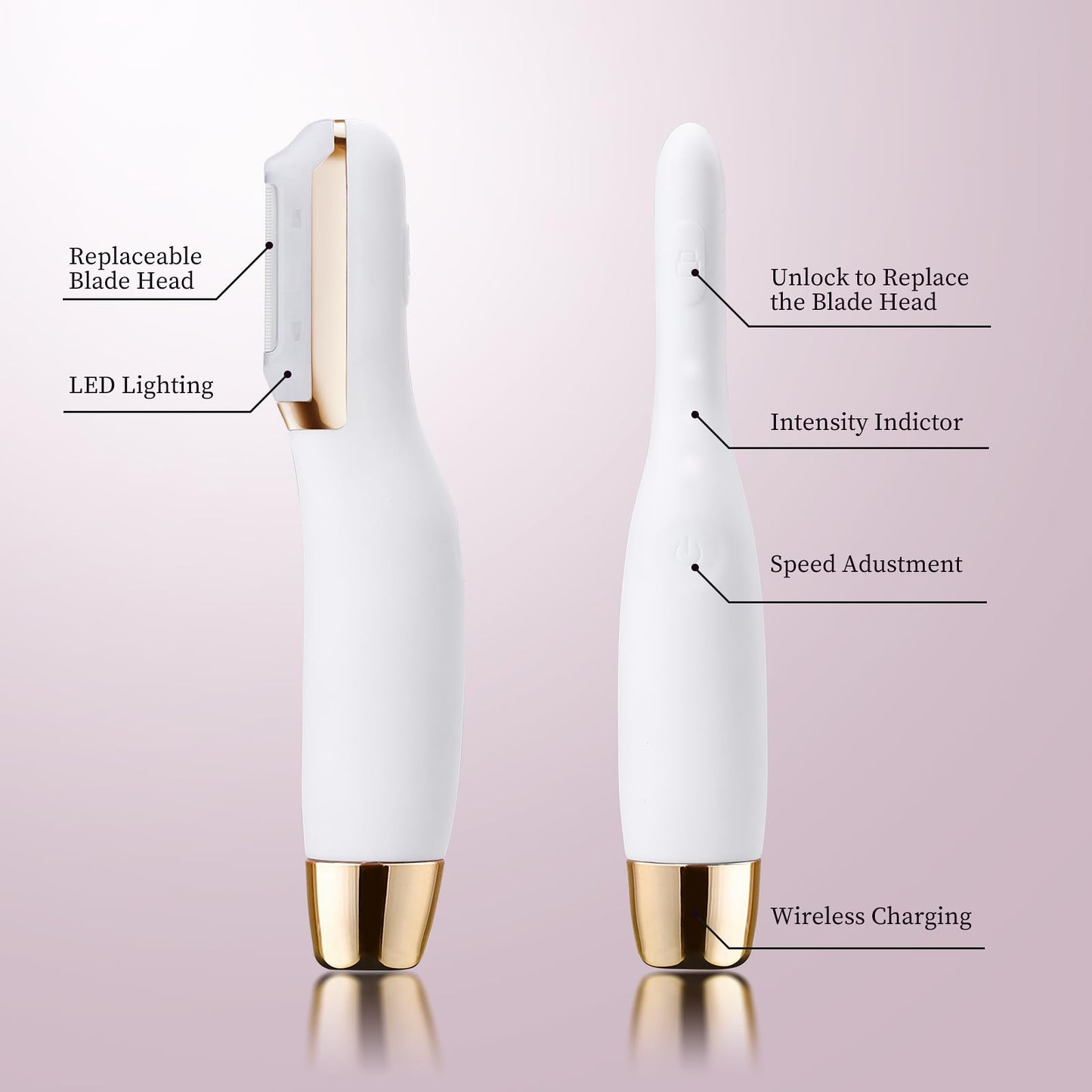 CEVEK Sonic Dermaplaning Tool - Electric Facial Hair Remover for Women & Eyebrow Trimmer, Exfoliating Face Razor with 8 Replacement Blades (3 Months Supply) for Peach Fuzz & Dead Skin (White)