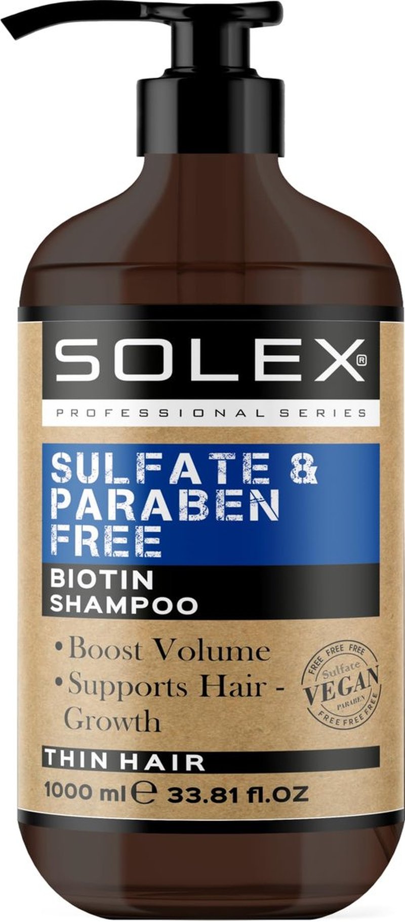 SOLEX Biotin Oil Shampoo for Hair Growth- Sulfate & Paraben Free - Volumizing Shampoo for Hair Loss - Treatment for Men & Women Hair Thickening Volumizing Products, (1 pack x 33.8 Fl Oz. / 1000 mL)