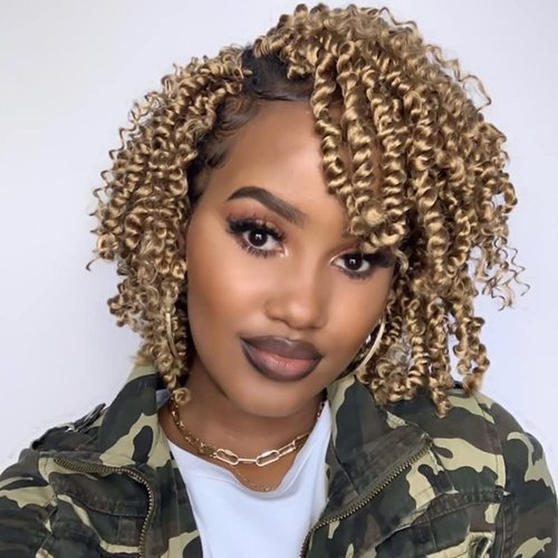 The BOHOBABE Pre-twisted Passion Twist Crochet Hair 6 Inch Short Pre-looped Crochet Passion Twist Braiding Hair 8 Packs (27#)