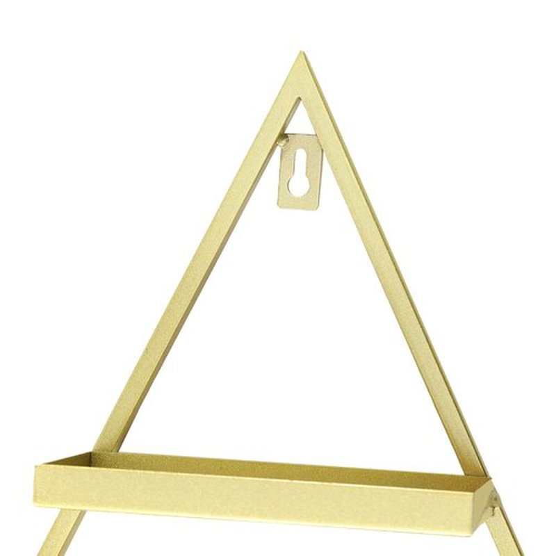 LEYSRIS Wall-Mounted Nail Polish Rack, Set of 10 Triangular Gold Nail Polish Shelf Lipstick Perfume Cosmetic Display Shelf for Home Spa Nail Salon Shop