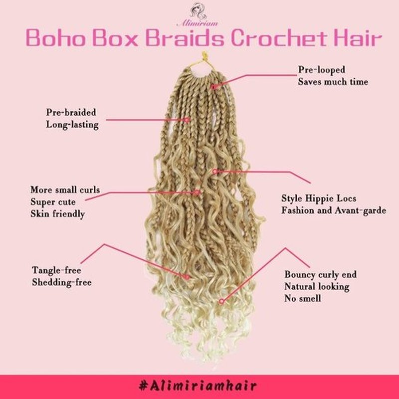Boho Box Braids Crochet Hair 12 inch 8 Packs Ombre Box Braid Crochet Hair with Curly Ends Goddess Box Braids Crochet Hair Extensions for Black Women(12" 8 Packs, 27/613#)