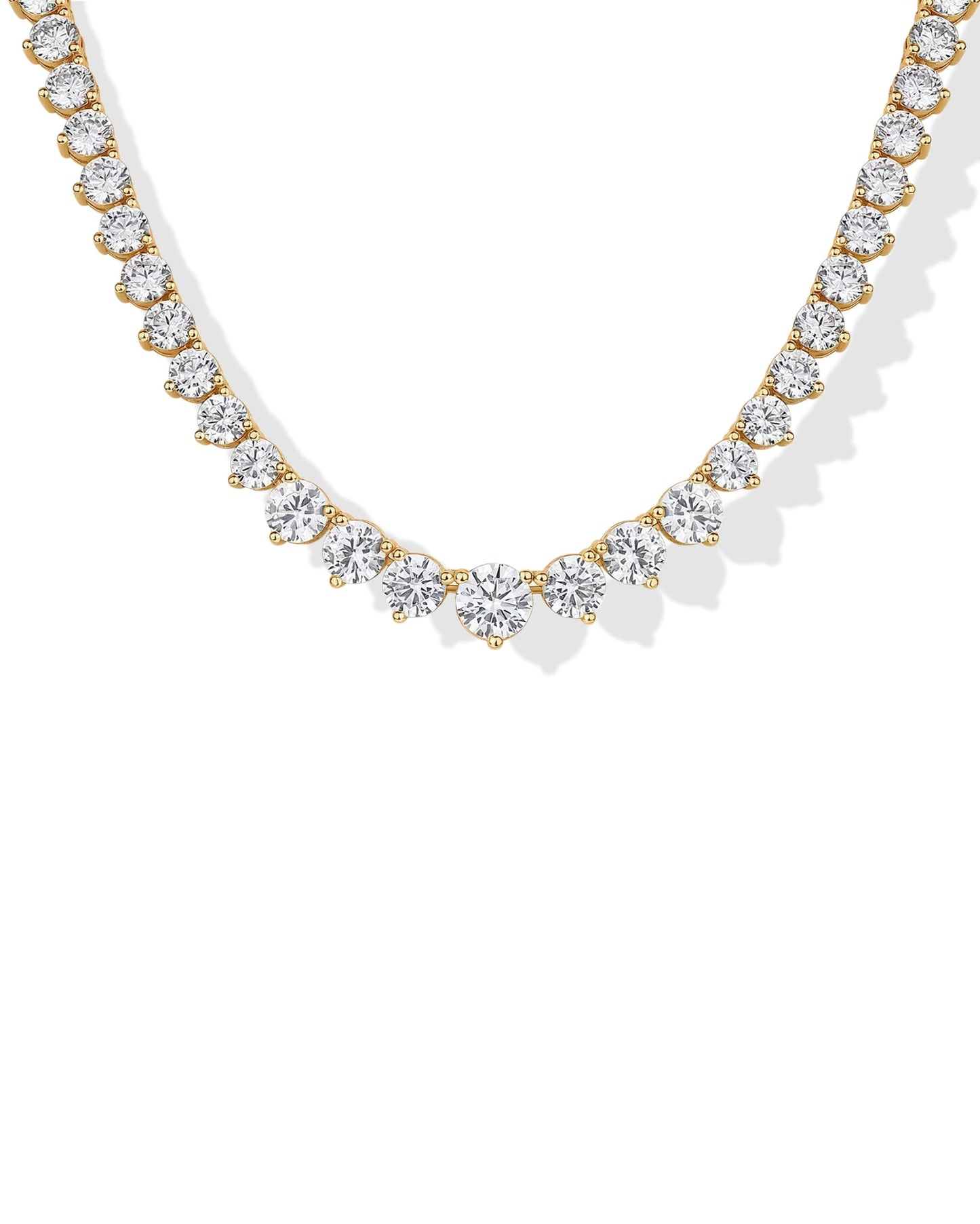 PAVOI 14K Yellow Gold Plated Graduated Tennis Necklaces for Women - Cubic Zirconia Tennis Necklace for Brides & Bridesmaids - Simulated Diamond Chain Trendy Wedding Jewelry - 16 Inches