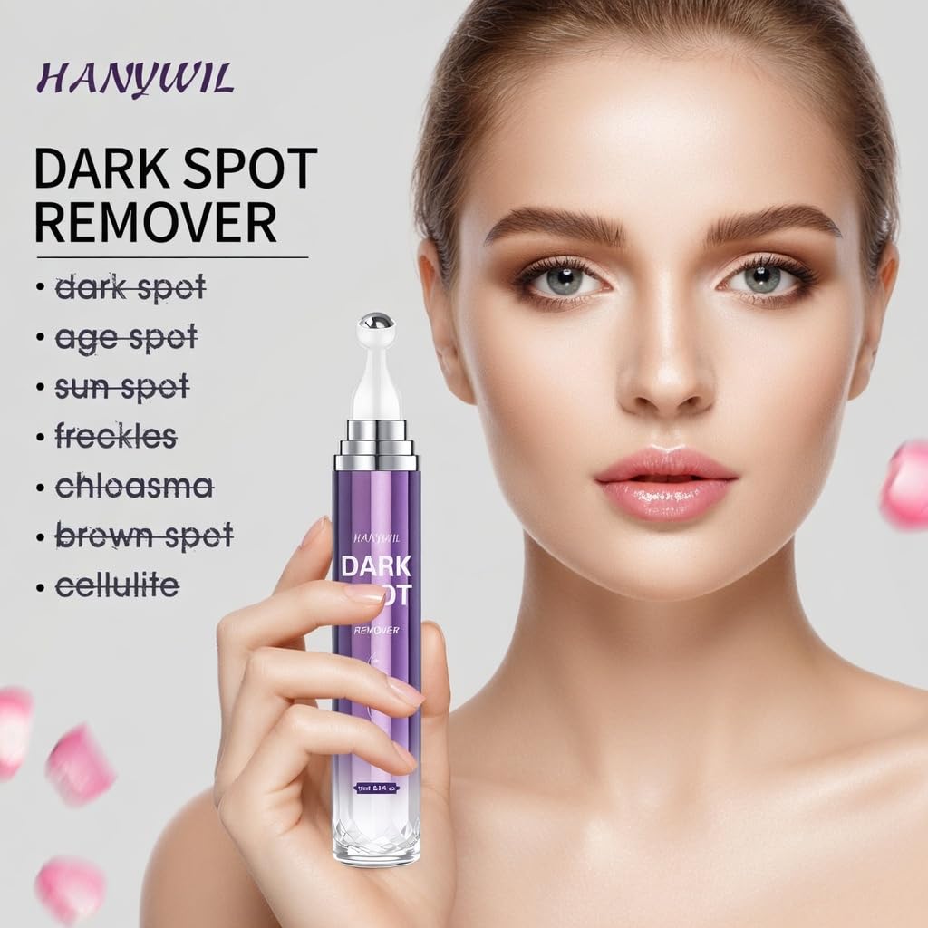 HANYWIL Dark Spot Remover for Face and Body, Dark Spot Corrector Serum with Vitamin C, Kojic Acid & Alpha Arbutin – Age Spot, Sun Spot, Roller Applicator Skin Care Serum