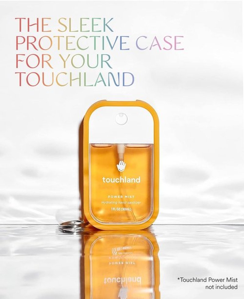Touchland Mist Case for Power Mist and Glow Mist (1FL OZ), Protective and Stylish Hand Sanitizer Spray Accessory, Silicone Case with Keyring, Orange Spritz