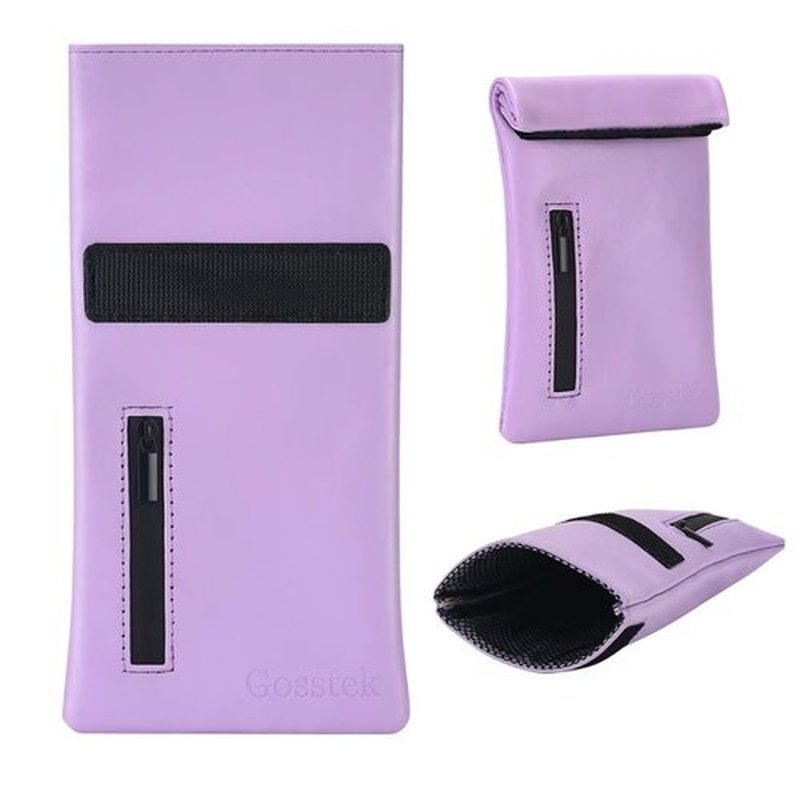 Gosstek Pocket Size Smell Proof Storage Bag with 3 Small Accessories, PU Leather Smell Proof Storage Case and Great Gift for Women, Portable Pocket Pouch for Home and Travel (Purple Set)