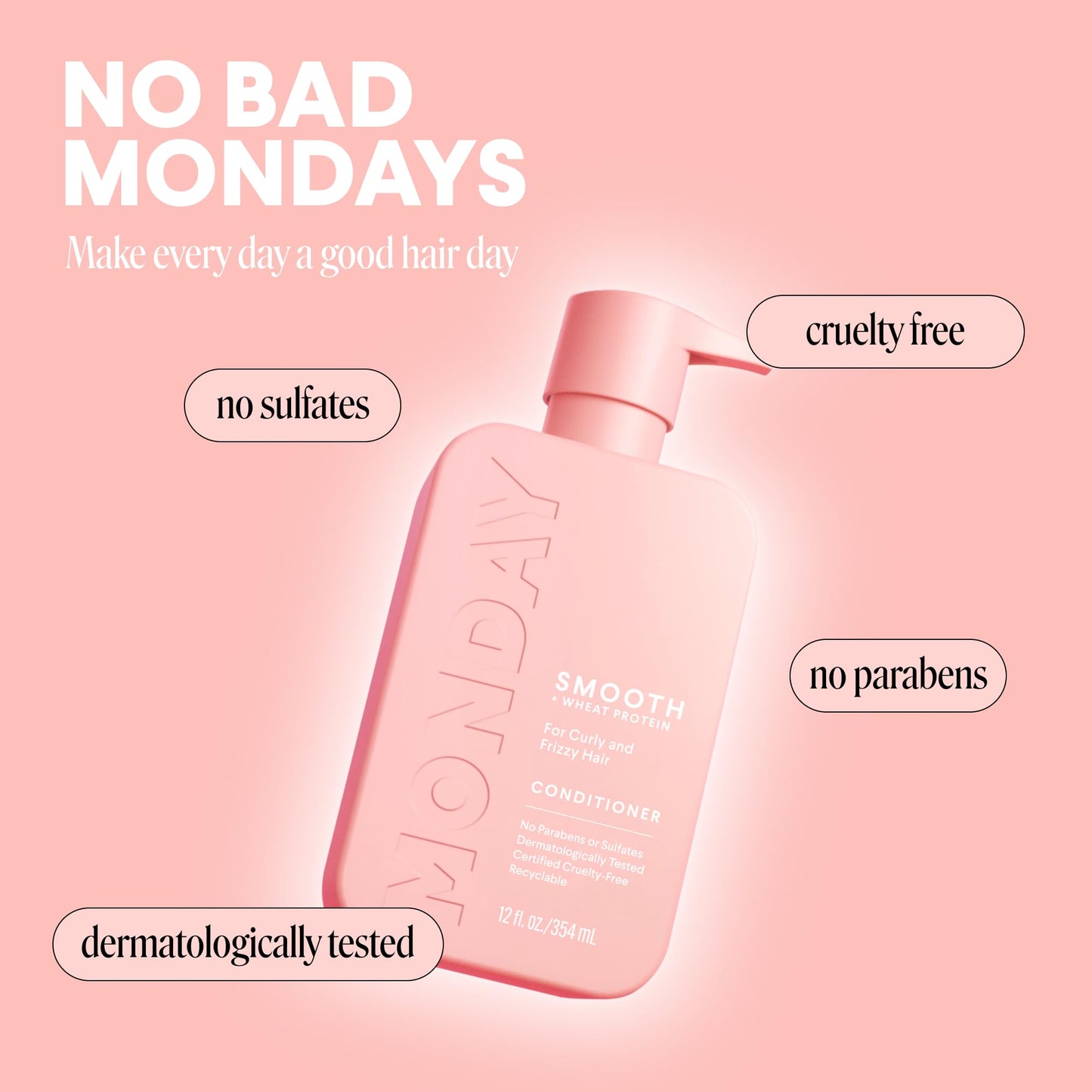 MONDAY Haircare SMOOTH Conditioner with Wheat Protein, Coconut Oil & Avocado Oil for Frizz-Prone Hair 354 mL