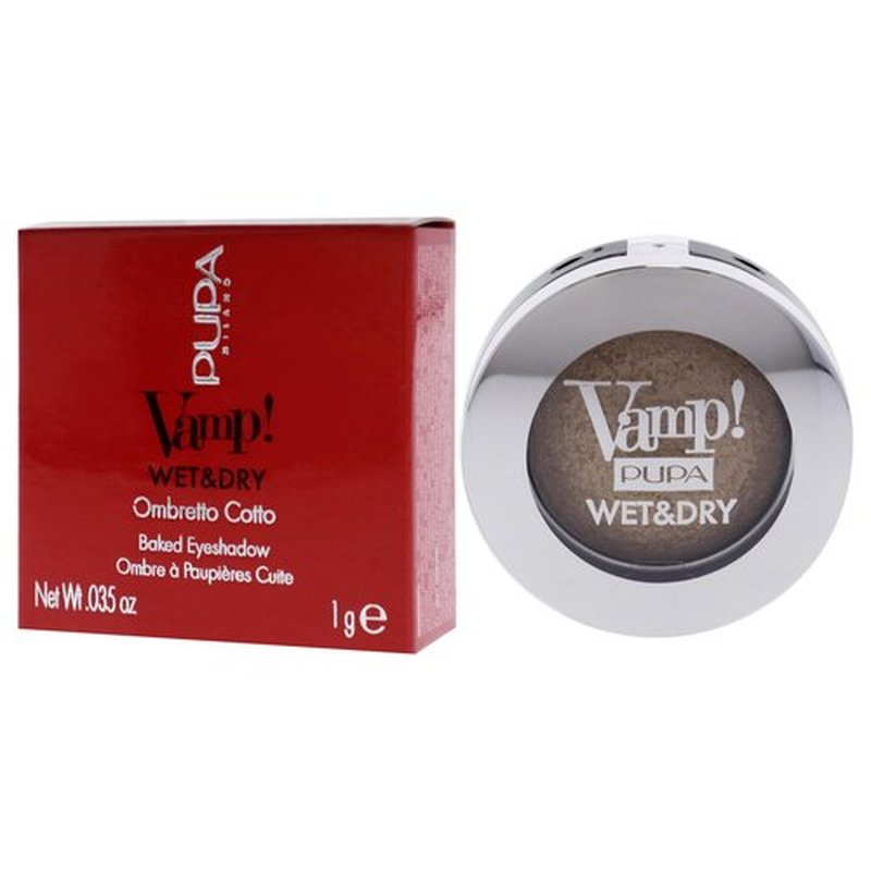 Pupa Milano Vamp! Wet And Dry Baked Eyeshadow - Brilliant, Highly Pigmented Colors - Light And Creamy Makeup Formula - Professional Quality Shimmer Powder Eye Shadows - 101 Precious Gold - 0.035 Oz