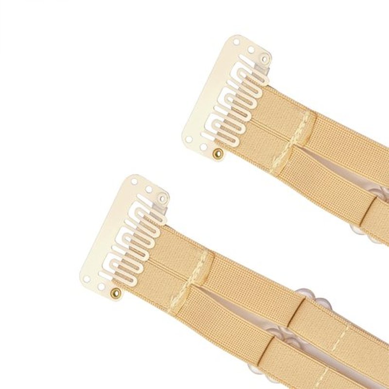 YTBYT 4 Pcs Facelift Bands with Clips Invisible Face Stretching Lifting Strap Adjustable Elastic Band Face Slimming Band (24cm Blonde Double Bands)