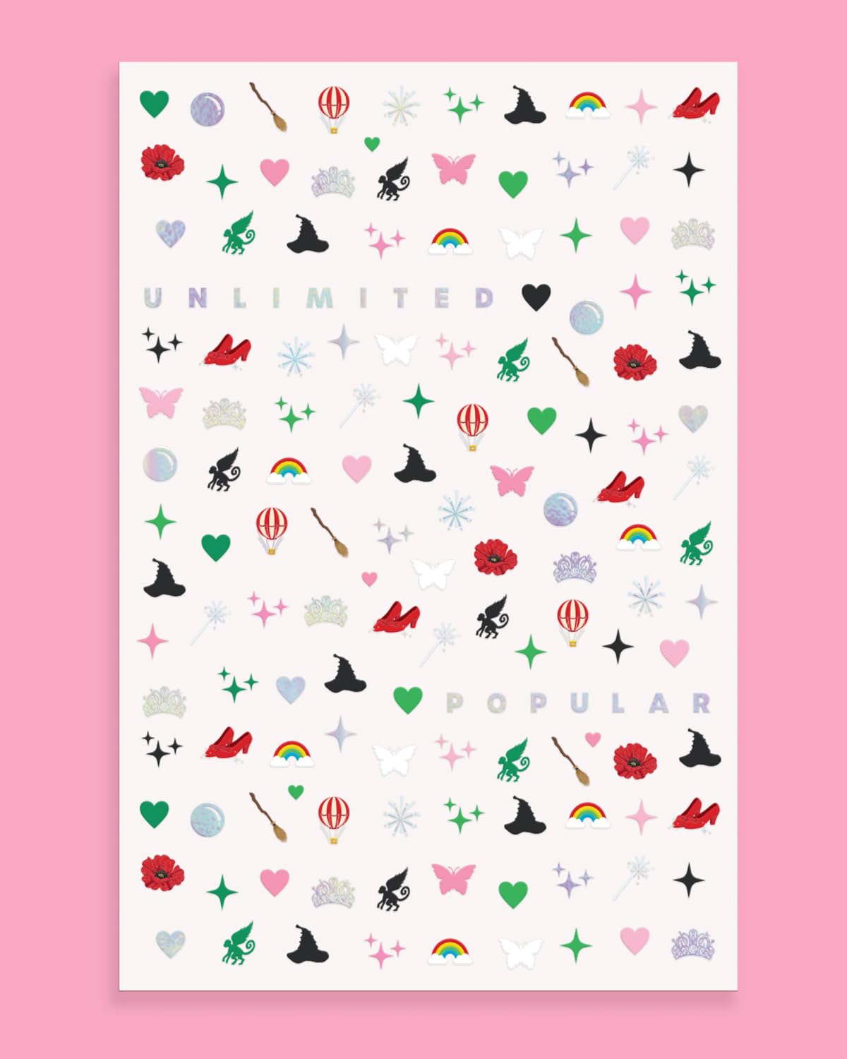 xo, Fetti Pink + Green Witch Nail Stickers - 604 pcs. | Birthday Decorations, Cute Girl Party Favor, Manicure Accessory, Kids Wizard Supplies