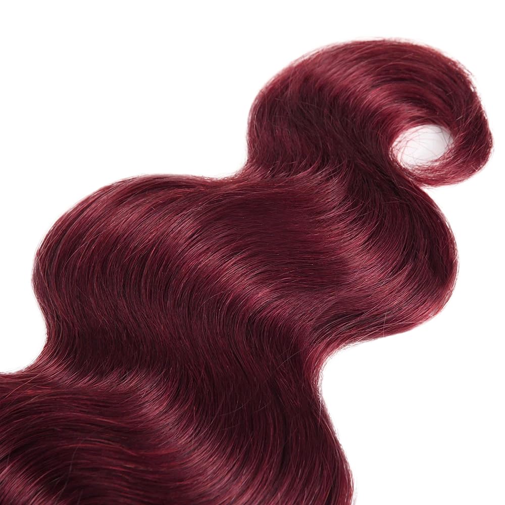 Burgundy Human Hair Bundles 99J Body Wave Human Hair Bundles Brazilian Unprocessed Virgin Hair 3 Bundles 12 12 12 Inch 99J Body Wave Bundles Wine Red Bundles Human Hair Extensions