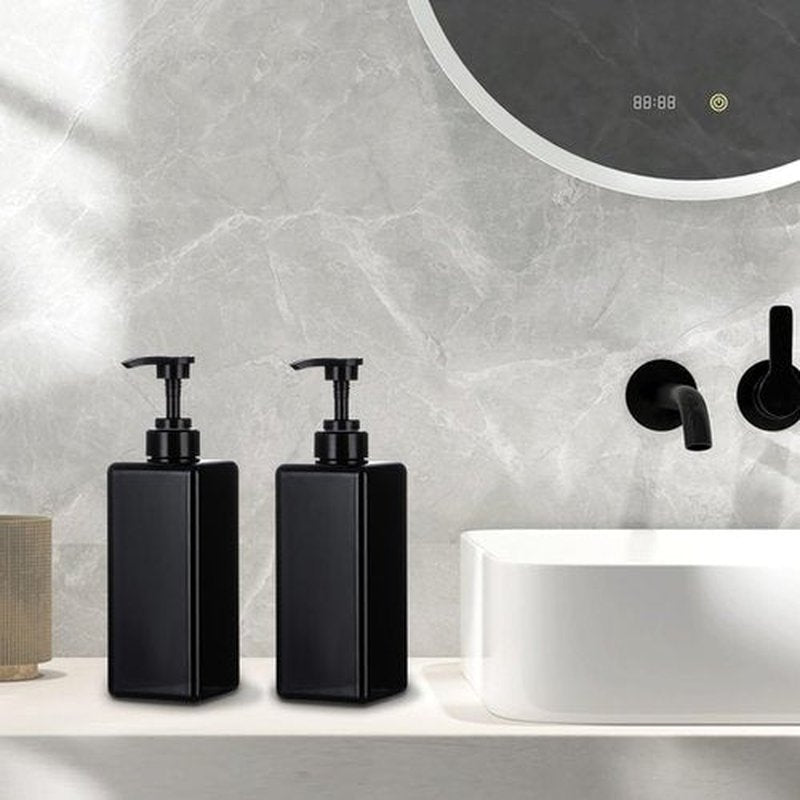 Yebeauty Pump Bottle Dispenser, 22oz 650ml Empty Plastic Shampoo Pump Dispenser Shower Soap Dispenser Refillable Liquid Containers for Conditioner Body Wash, Bathroom Kitchen, 2 Pack Black