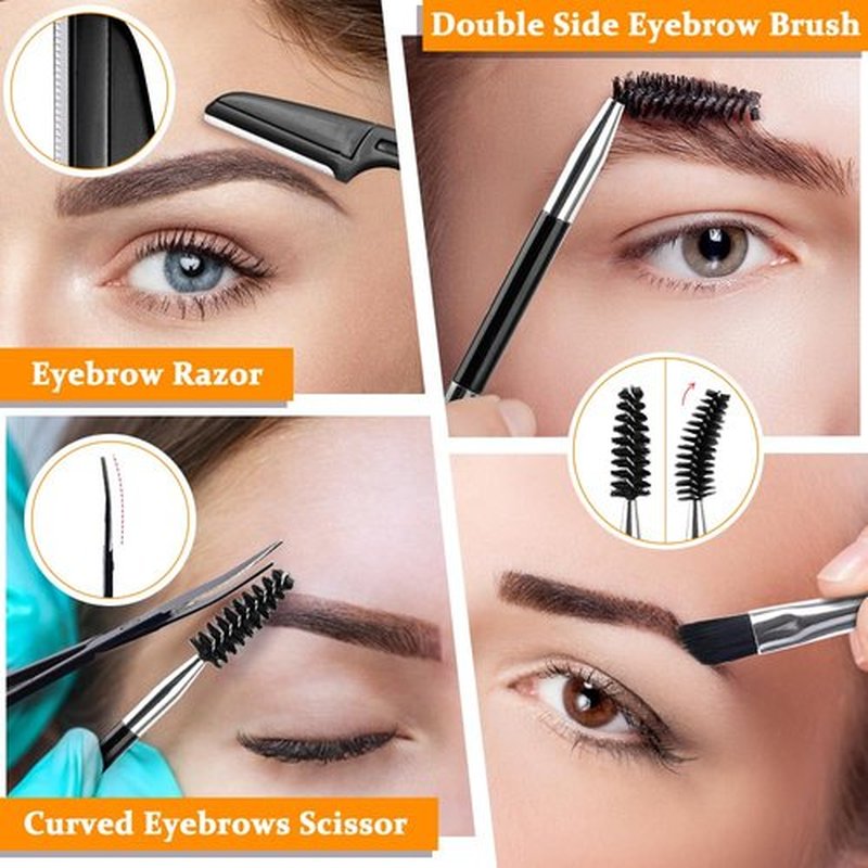 TsMADDTs Professional Stainless Steel Tweezers for Women and Men, 7 Pack Precision Tweezers for Eyebrows with Curved Scissors and Eyebrow Razor for Ingrown Hair