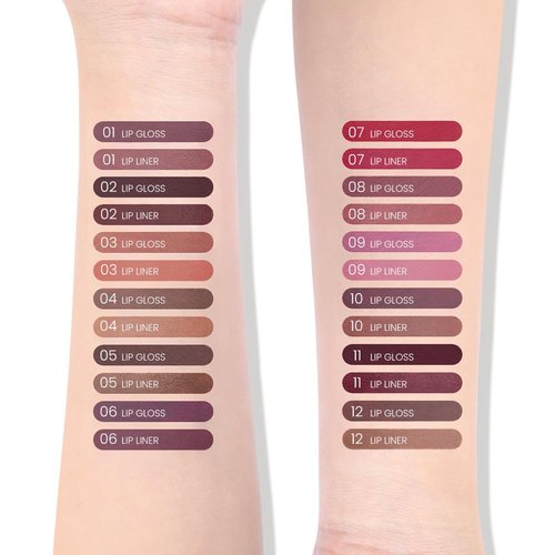 JUAAZIN 2pcs Wine Matte Lip Liner and Lipstick Makeup Set, Vegan Lipstick Lip Liner and Gloss Set Lip Stain Long Lasting Waterproof Smudge-Proof Properties Non-stick Cup(Wine 02#)