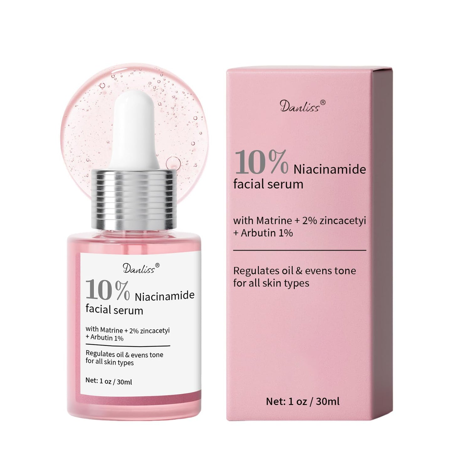 Niacinamide Serum 10% + Zinc 2% – Brightening Face Serum with Hyaluronic Acid & Arbutin for Nourished, Balanced, Blemish - Prone Skin 30ml / 1 fl oz