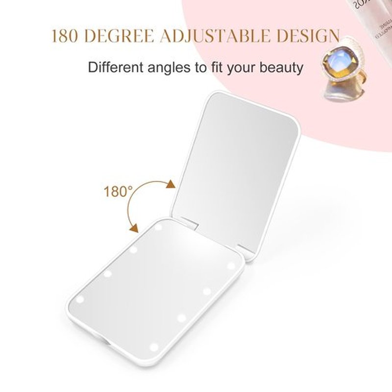 Kakuje Compact Mirror, 1X/3X Magnification LED Pocket Mirror with Nternal BIattery, Mini Mirror for Purse, Pocket,Travel and Present (White)