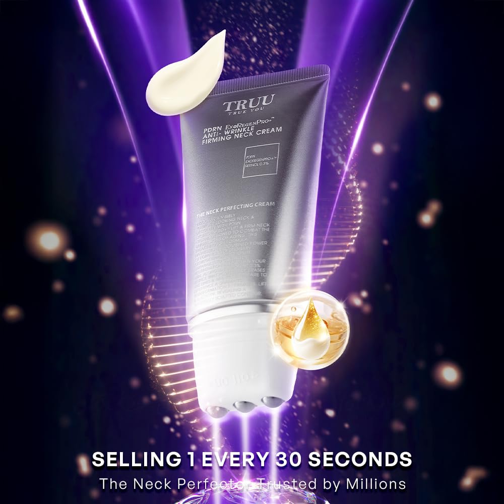 TRUU PDRN ExoRegenPro+™ Anti-Wrinkle Firming Neck Cream - Powered by 10,000ppm PDRN, 100 billion Exosomes, and 0.3% Retinol - Moisturizing, Smooths Fine Lines & Firms Skin | 1.76Oz