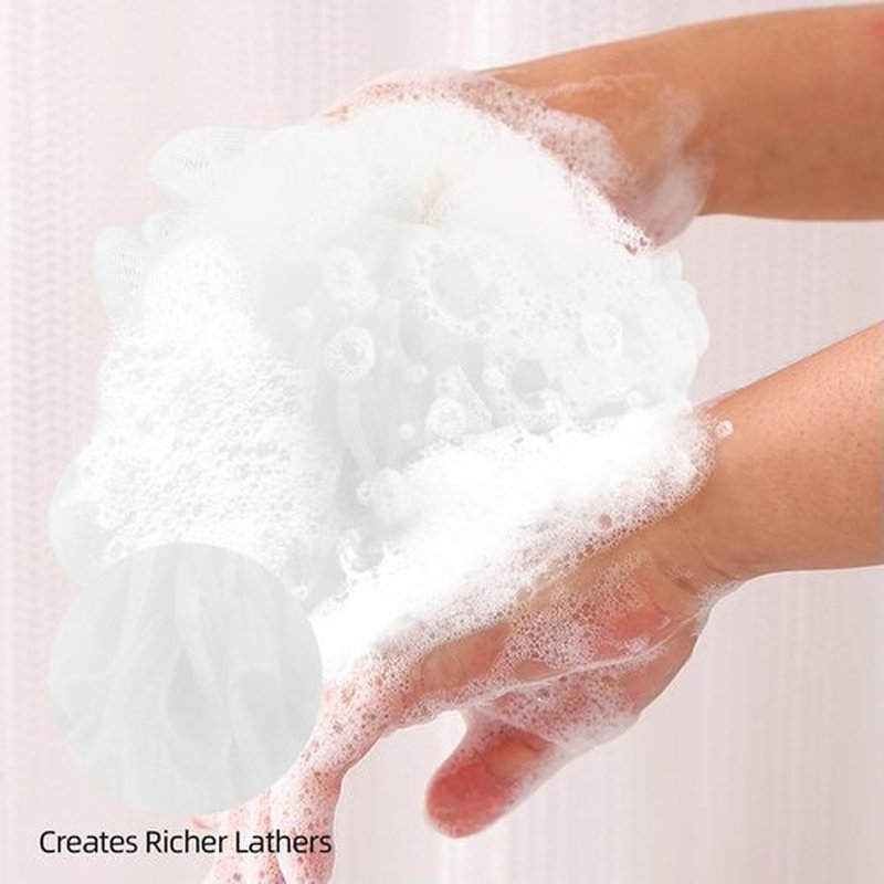Fu Store Bath Sponges Shower Loofahs 50g Mesh Balls Sponge for Body Wash Bathroom Men Women - 4 Pack Scrubber Cleaning Loofah (50g White 4 Pack)