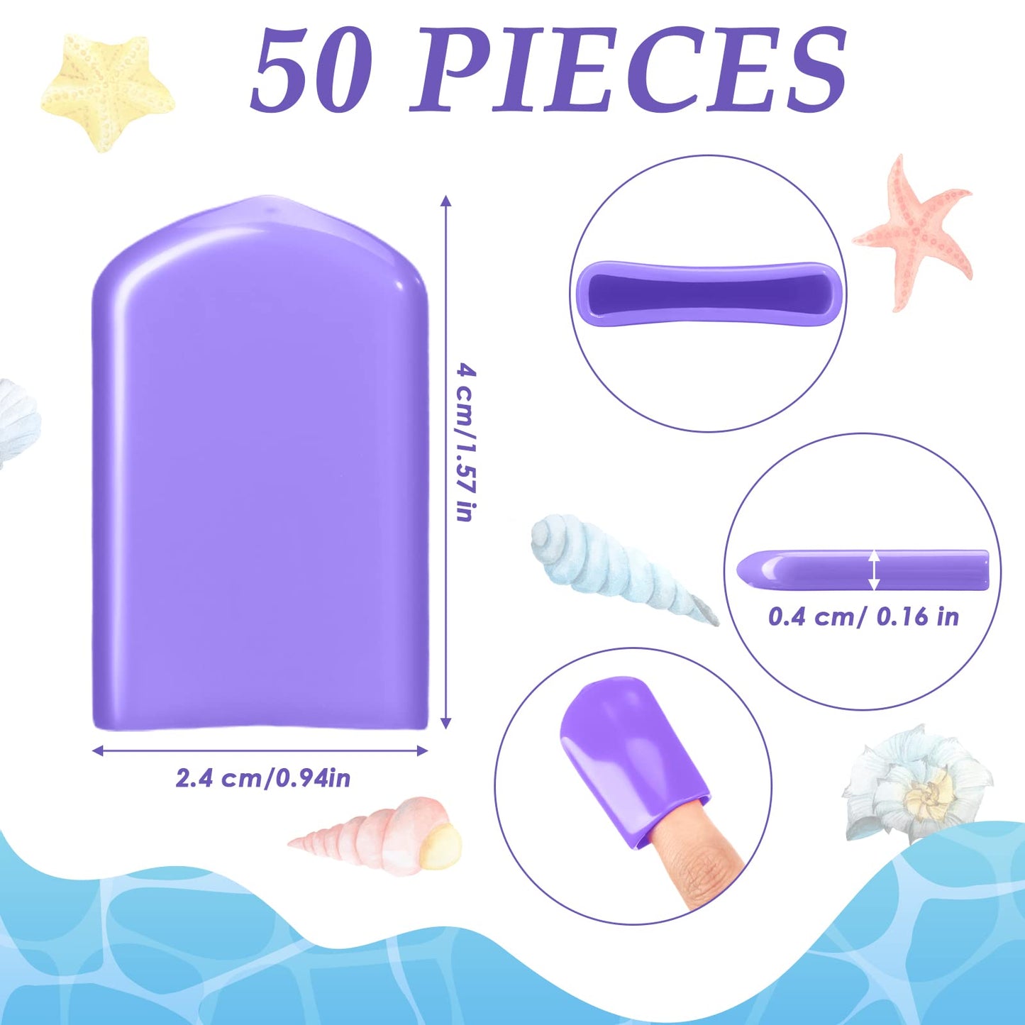 Loopeer 50 Pcs 0.94 x 1.57'' Tanning Finger Tips UV Protection Nail Protector Polish Protector for Fingers PVC Covers Gel Nail Remover Caps Sleeves for Tanning Beds UV Rays(Purple)