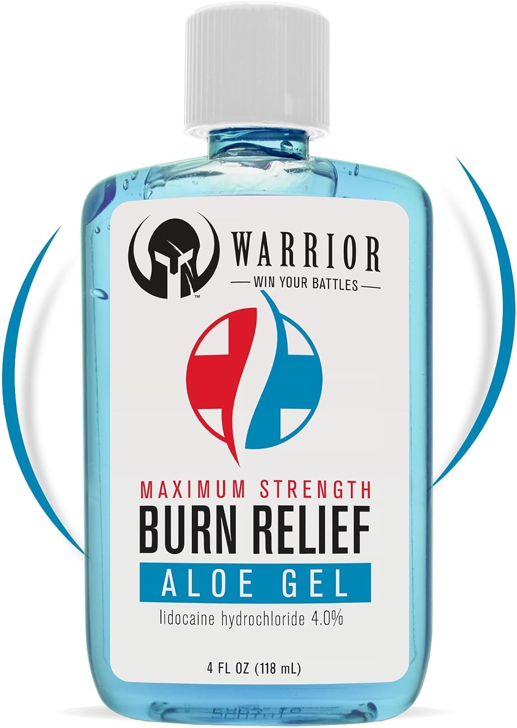 WARRIOR -WIN YOUR BATTLES- Burn Relief Gel for Skin Made in USA Aloe with Aloe Vera Gel with Lidocaine 4% Highly Effective for Sunburns, Insect Bites Relief Fragrance Free (4 FL OZ)
