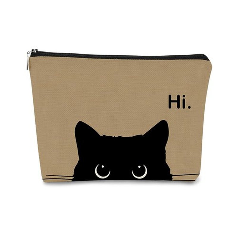 BARPERY Cat Makeup Bag, Cute Makeup Bag, Cat Gifts for Cat Lovers Women, Black Cat Gifts, Hi Black Cat Kitty Cosmetic Bag, Cat Makeup Pouch, Cat Stuff for Cat Lovers (Cyan)