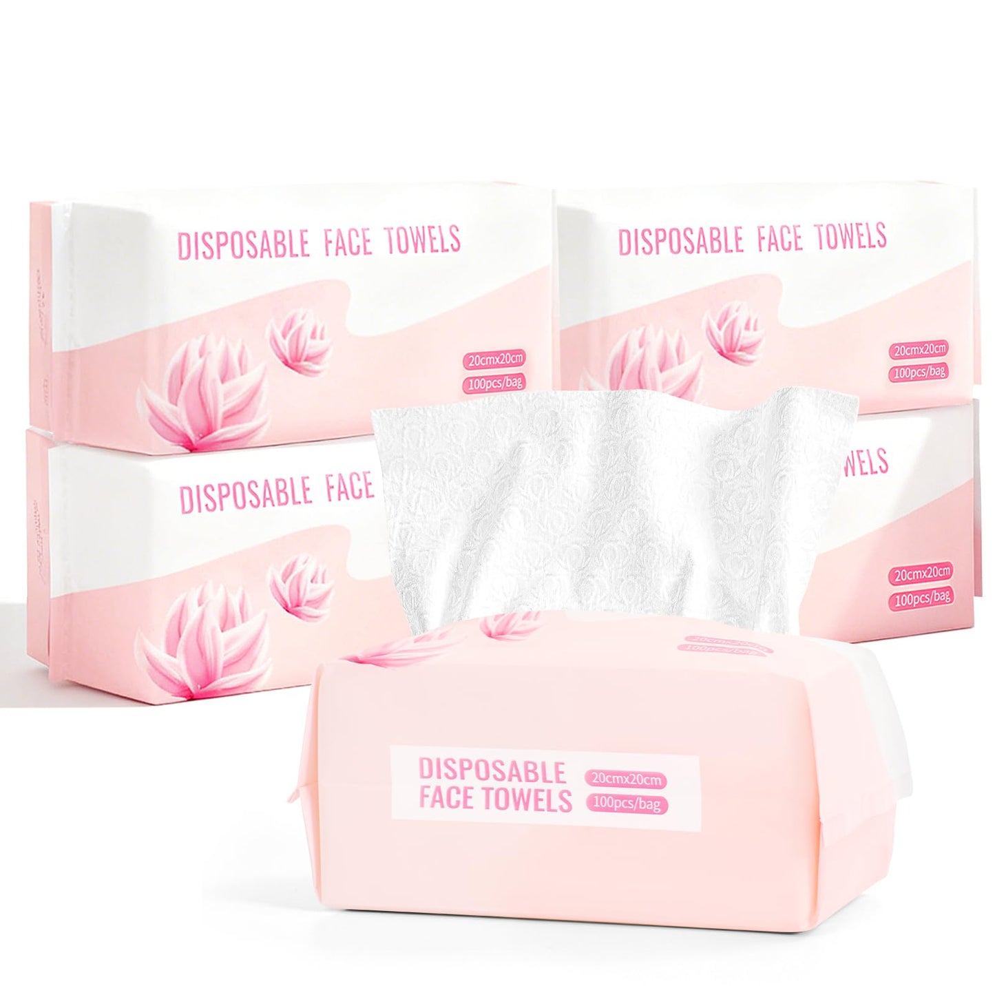 Teruntrue 400 Count Disposable Face Towel, 4 Pack Facial Towels Makeup Remover Dry Wipes Disposable Face Cloths Soft Facial Clean Towels for Washing Cleaning and Skincare
