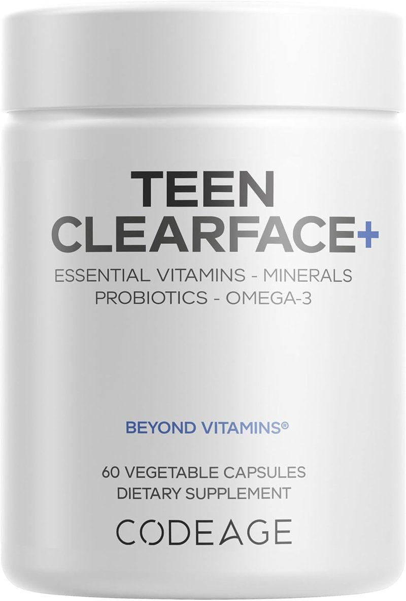 Teen Clearface Supplement for Oily Skin | Vitamins A, C, D3, E & Probiotics - 60 Capsules