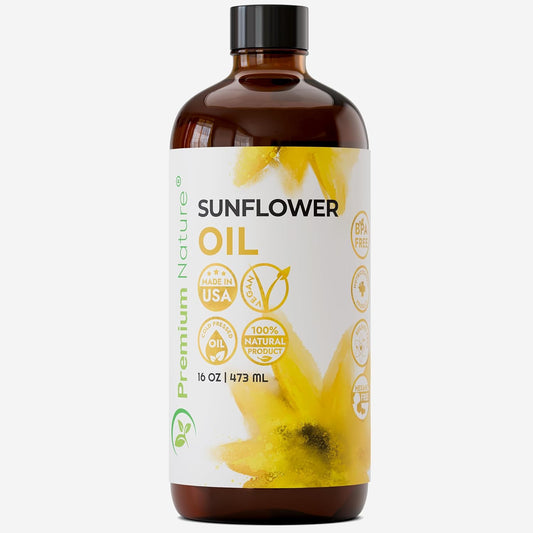 Sunflower Carrier Oil - Cold Pressed Unrefined Seed Oil for Face, Hair & Skin | 16oz