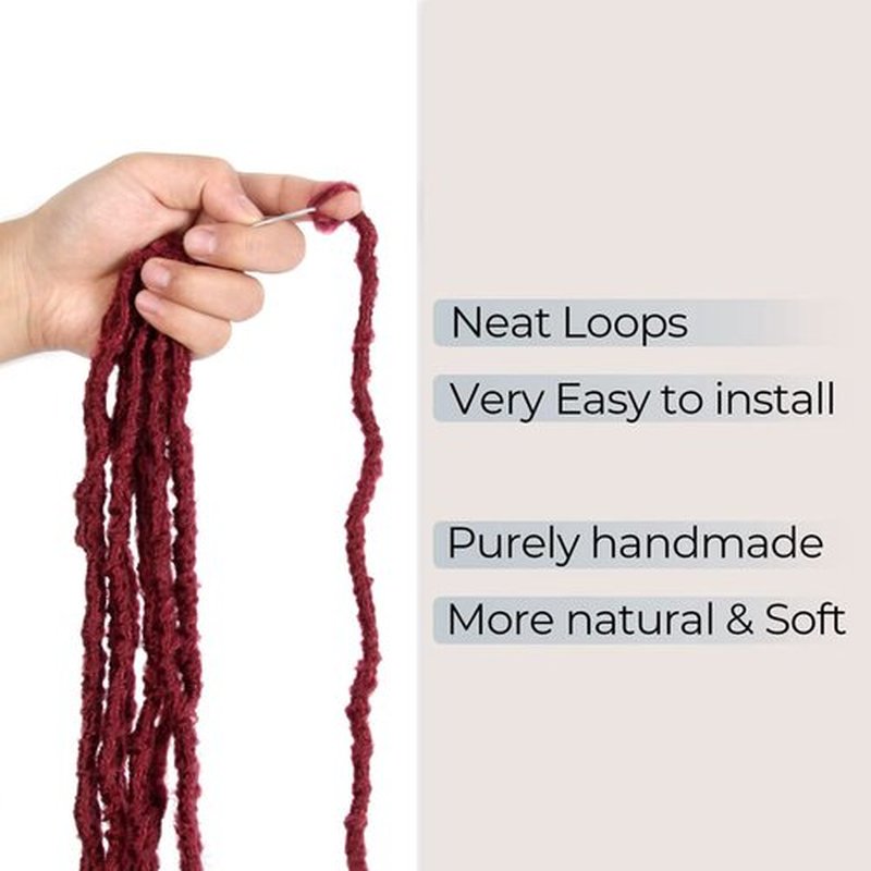 Niseyo Wild Locs 18 Inch Distressed New Faux Locs with Curly Ends 8 Packs Long Soft Pre-looped Goddess Locs Crochet Hair (118#, Burgundy)