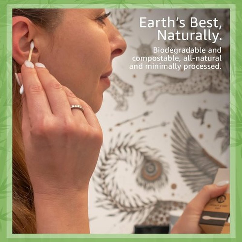 Ibambo 500 Pack 100% Bamboo Cotton Swabs - Double Tipped Cotton Buds for Ear Cleaning | Bamboo Swabs for Beauty & Personal Care | FSC Certified & Hypoallergenic, Suitable for All Ages and Pets