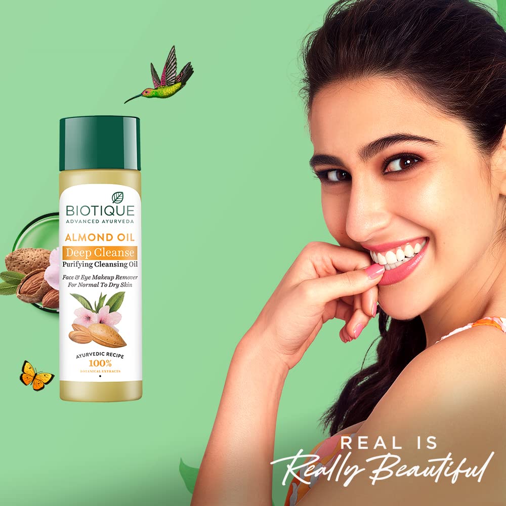 Biotique Bio Almond Oil Soothing Face and Eye Make Up Cleanser, 120 ml/4.05Oz.