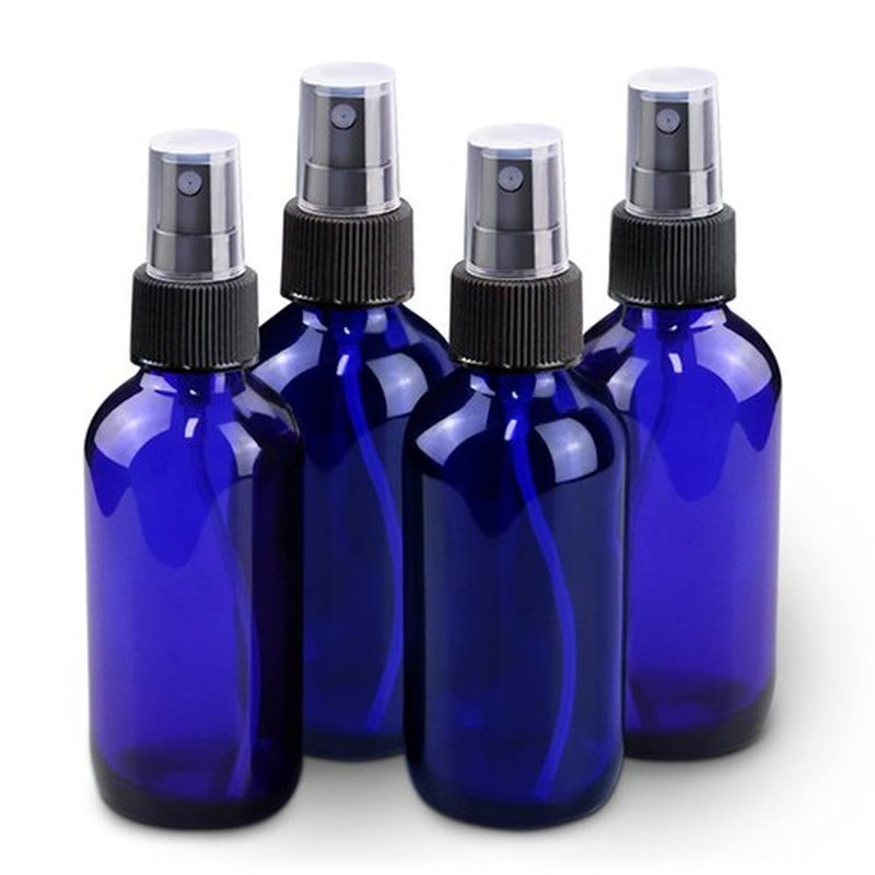 Wedama Glass Spray Bottles, Mini Spray Bottles 2 oz, Empty Small Spray Bottles with Funnel Dropper, Fine Mist for Hair, Travel, Plants, Cleaning Solutions and Skin Care (4 Pack)