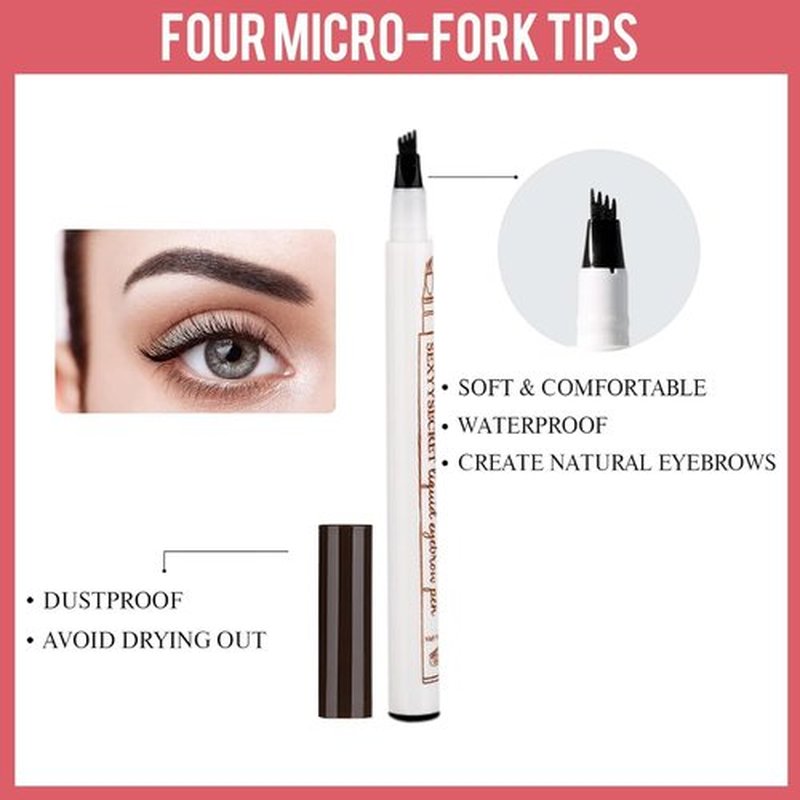 Microblading Eyebrow Pencil,2025 NEW Microblading Eyebrow Pen with 4 Tip Eye Brow Pen,Natural Makeup Fine Stroke Magic Eyebrow Pencil Stay on All Day(Dark Brown+Dark Brown)