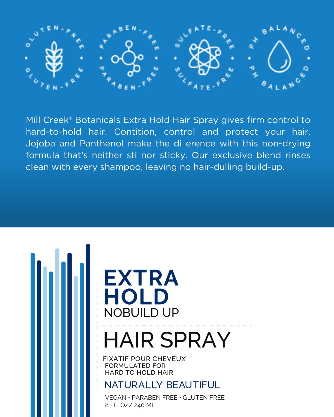 Mill Creek Natural Hair Spray - Extra Hold - 8 fl. oz. (240ml)