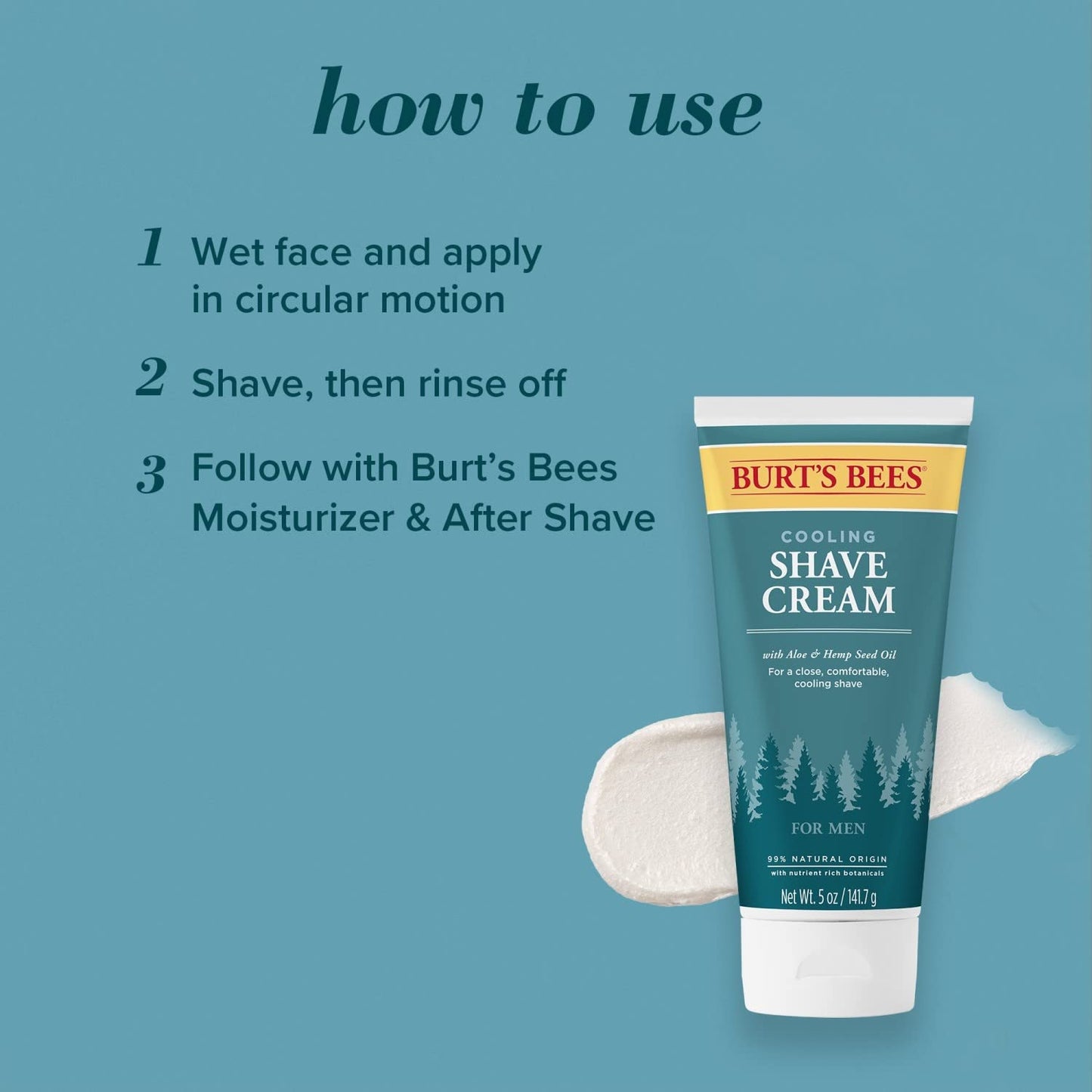 Burt s Bees Cooling Shave Cream with Aloe & Hemp For Men 5 Ounces (3 Pack)