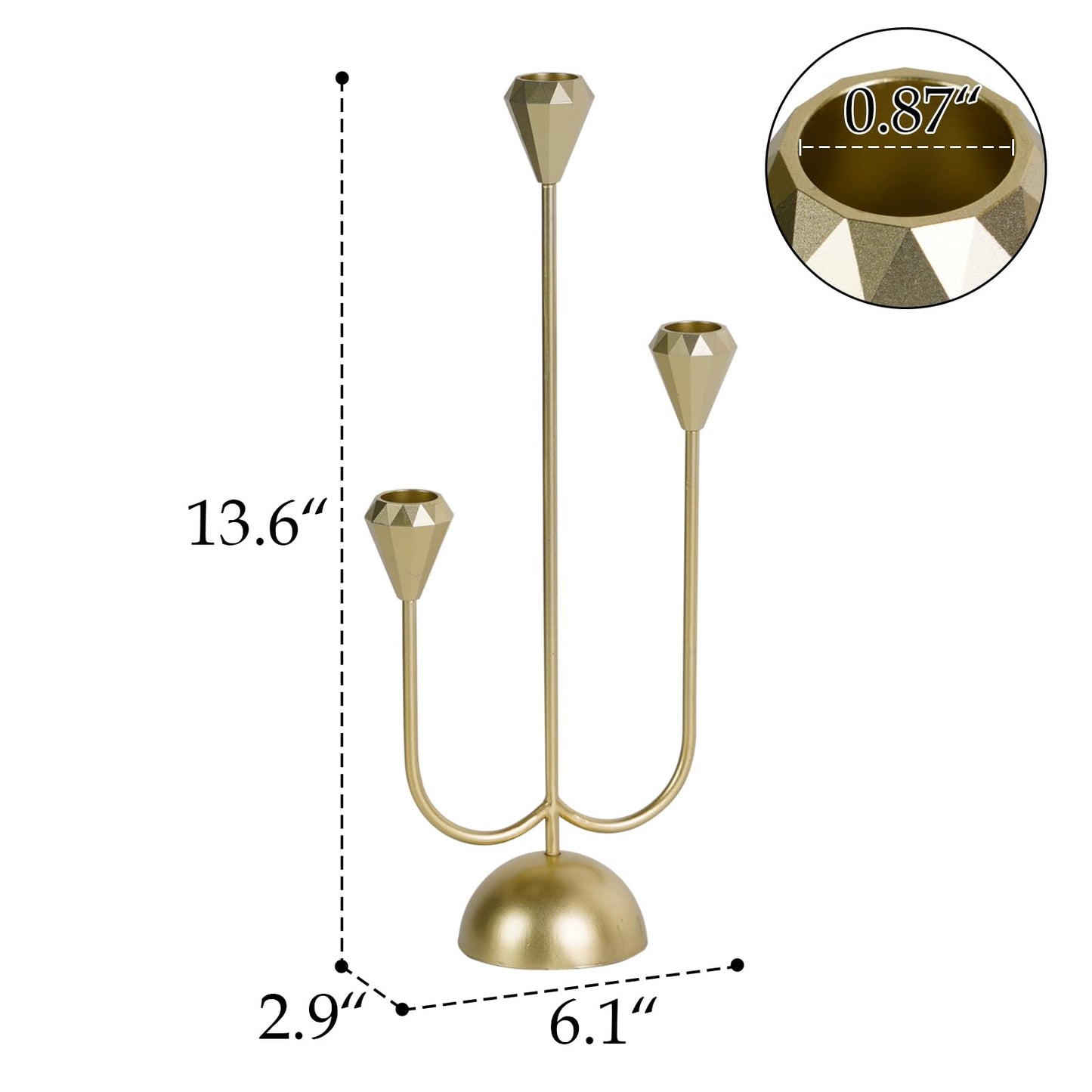NIKKY HOME Gold Candelabra Candle Holders Centerpieces for Tables, 3 Arm Modern Elegant Metal Taper Candlesticks Stand Fireplace Mantle Decor