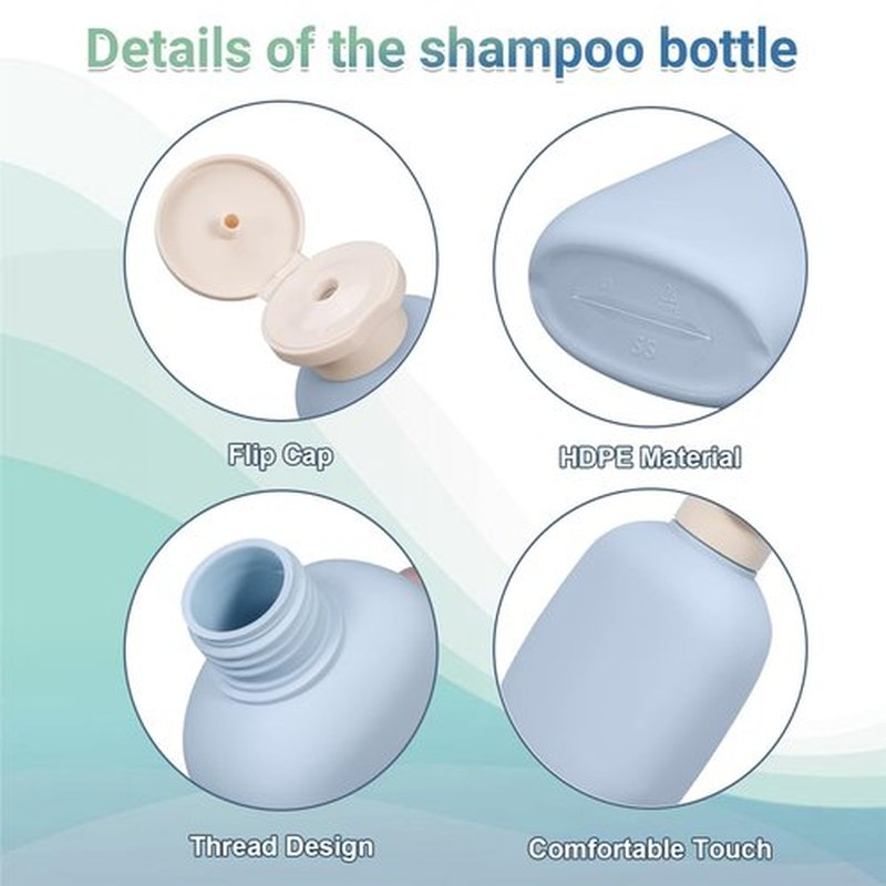 UMETASS 3.4 oz Travel Bottles Plastic Travel Shampoo Bottles, Empty Plastic Squeeze Bottles with Flip Cap for Toiletries, Leakage-proof Travel Essentials Conditioner Bottles (4 pack, BLUE)
